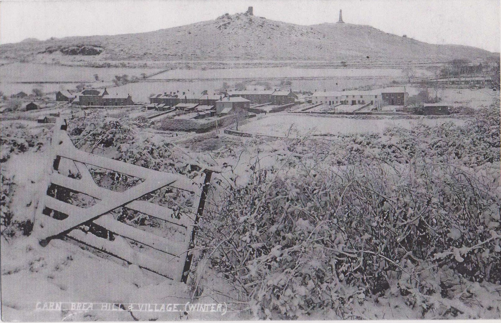 carn brea hill in winter